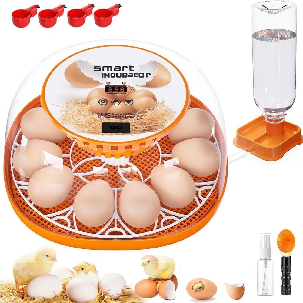 12 Egg Incubator ABS Material Automatic Egg Turning Water Adding LED Egg Candler